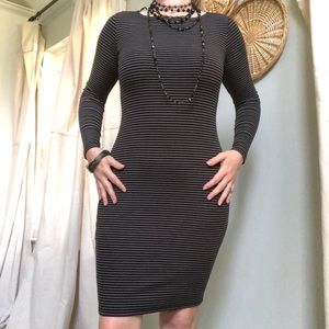 🚨FLASH SALE🚨Black/Gray Striped Rib Knit Dress